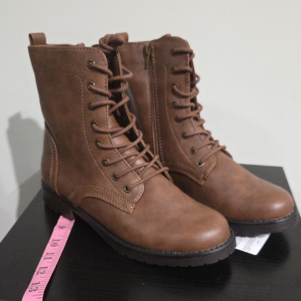 Brown Lace-Up Ankle Boots